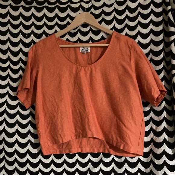 Me and Arrow made in USA linen blend tee sz L - Picture 2 of 3